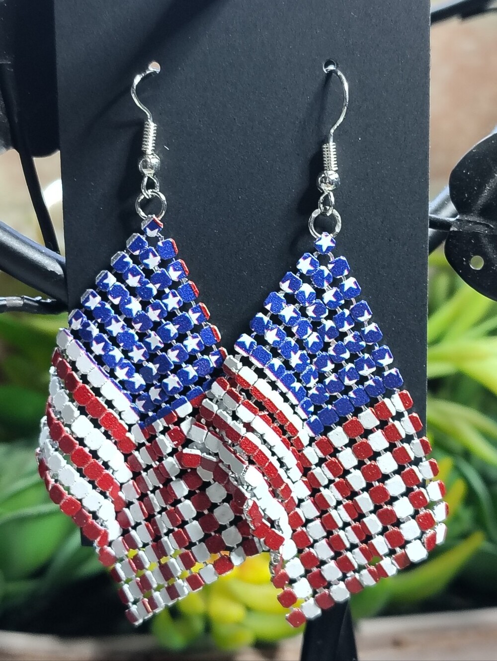 🇺🇸American Flag Dangle Mesh Earrings 3"🇺🇸